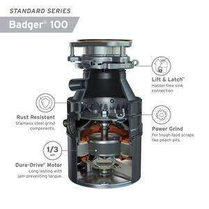 Badger 100, 1/3 HP Continuous Feed Kitchen Garbage Disposal, Standard Series