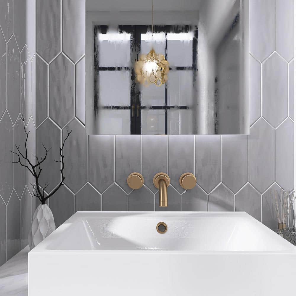 Taylor Gray Polished Ceramic Picket Wall Tile 4x12