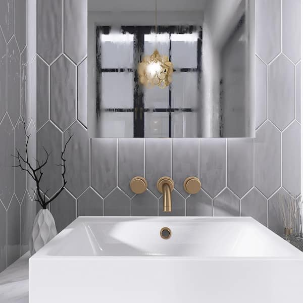 Taylor Gray 3.94 in. X 11.81 in. Polished Ceramic Picket Wall Tile (10.76 sq. ft./Case)
