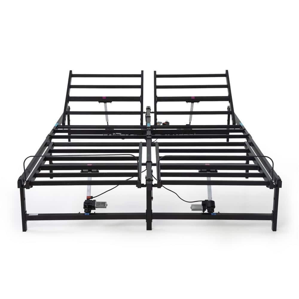 Black Queen Electric Adjustable Bed Frame with Wired Remote for Pregnant Wo