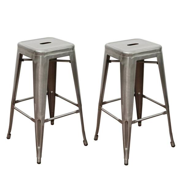 Unbranded 30 in. Gunmetal Bar Stool (Set of 2)