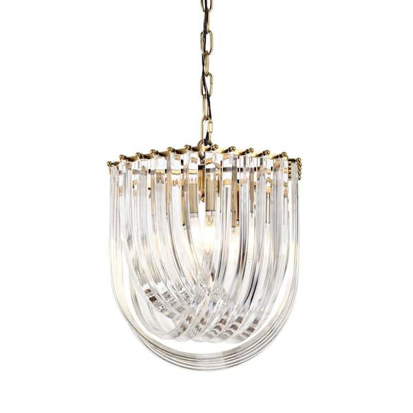 Alexan 4-Light Brass Chandelier with Curved Glass