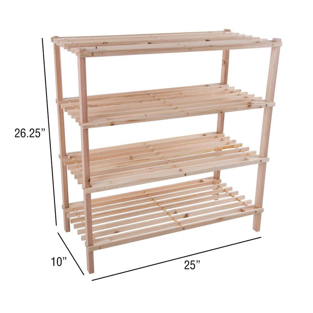Light Oak 4-Tier Wooden Shoe Storage Rack