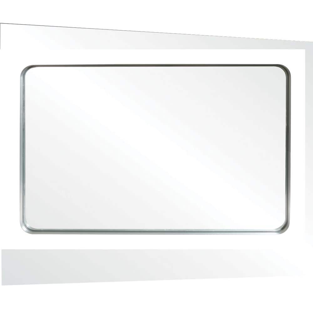 36 in. W x 30 in. H Metal Frame Bathoom Mirror Rounded Rectangle Mirror Horizontal/Vertical Hangs Mirror (Silver) price history on PriceWatchPro