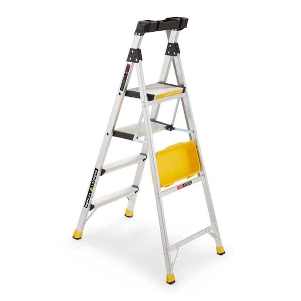 Gorilla Ladders - 5.5 ft. Aluminum Dual Platform Heavy-Duty Ladder with Project Bucket(10 ft. Reach), 300 lb. Capacity Type IA Duty Rating