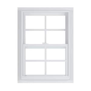 23.375 in. x 35.25 in. 50 Series Low-E Argon Glass Single Hung White Vinyl Fin Window with Grids, Screen Incl