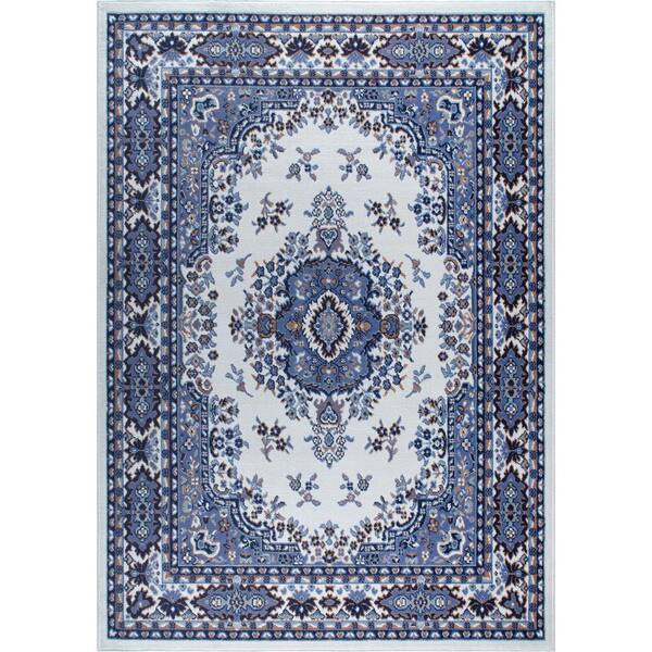 Large 8x10 Navy Blue And Brown Medallion Area Rug – Perfect For Your Living Room Or Bedroom, Indoor Use, Stain Resistant