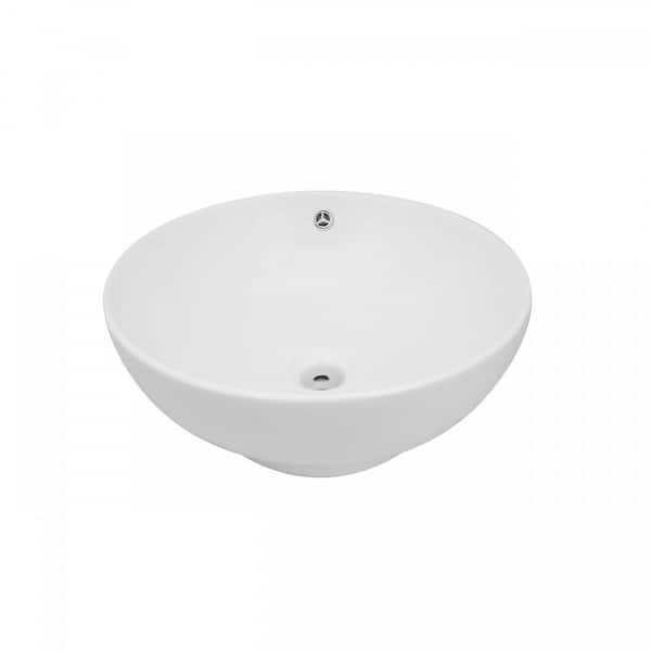 RENOVATORS SUPPLY MANUFACTURING Watts 16-1/2 in. Round Vessel Bathroom Sink in White with Overflow