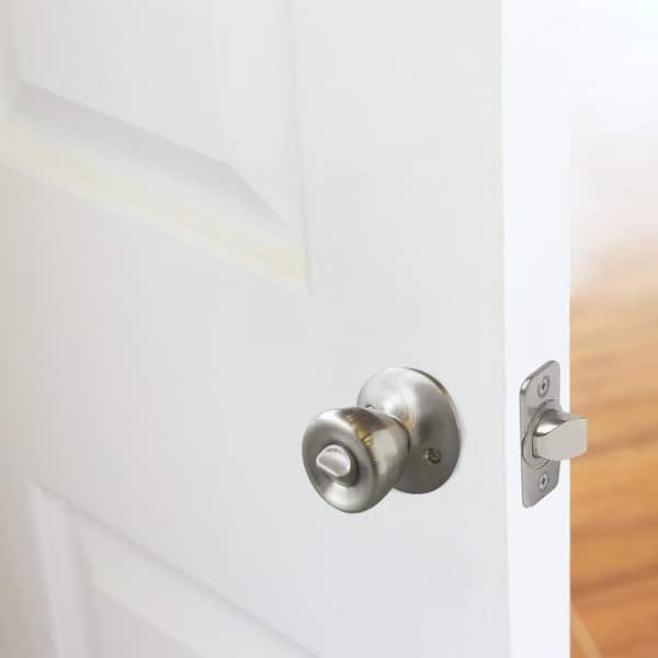 Satin Chrome Privacy Knob Set, Tulip Design Door Lock for Interior Doors  with Twist Lock Mechanism