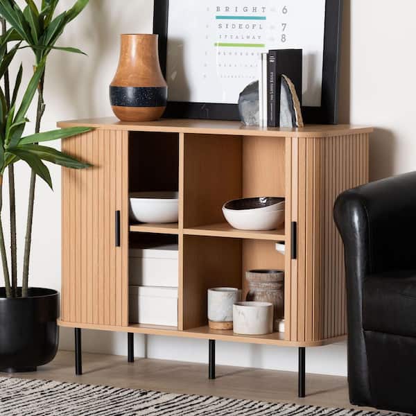 Baxton Studio Lucia Light Oak Brown 29.5 in. H Storage Cabinet 262