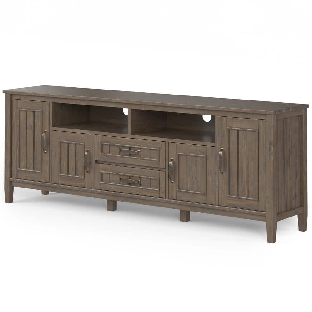 Lev Smoky Brown Solid Wood 72" Wide Contemporary TV Media Stand