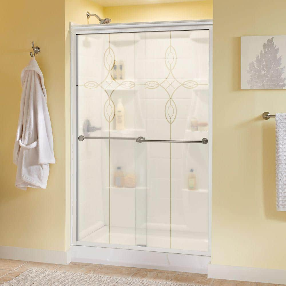 Delta Crestfield 48 In X 70 In Semi Frameless Traditional Sliding Shower Door In White And