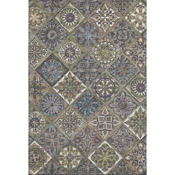 Mayfield Premium Machine Washable Abstract AMF2256 Taupe 10 ft. x 14 ft. Area Rug