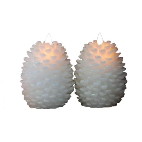 Unbranded White Battery Powered Unscented Real Wax Wick Candle (Set of 2)