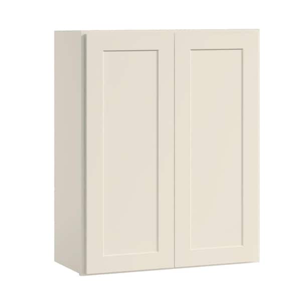 Hausvita 30 in W x 12 in D x 42 in H in Antique White Plywood Ready to Assemble Kitchen Wall Cabinet with Doors and Shelves