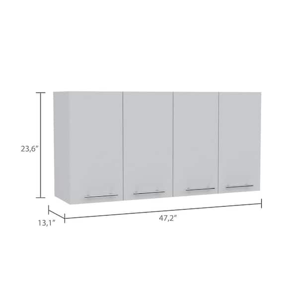 Aoibox 13.1-in W x 47.2-in D x 23.6-in H Particle Board Ready to Assemble Upper Wall Mounted Double Kitchen Cabinet in Black