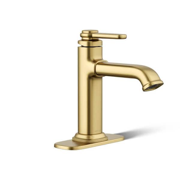 Numista Single-Handle Single Hole Bathroom Faucet in Vibrant Brushed Moderne Brass