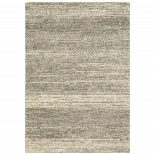HomeRoots 3' X 5' Grey Beige And Tan Abstract Power Loom Stain Resistant Area Rug