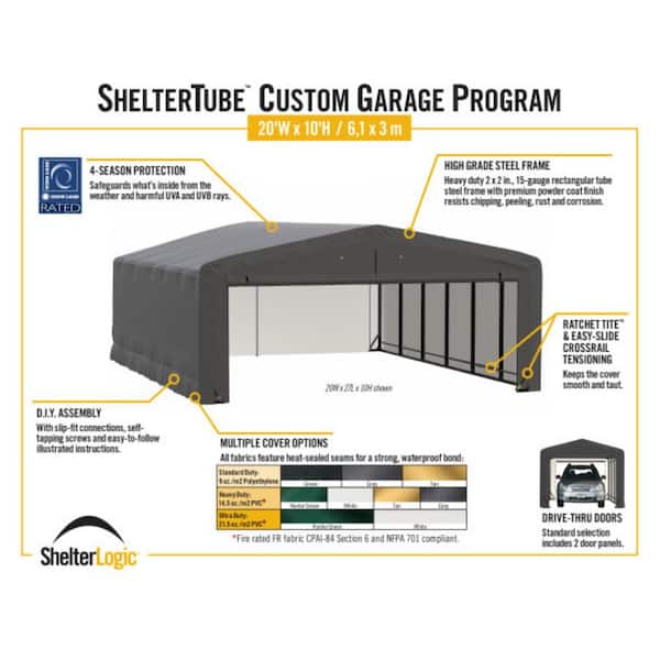 ShelterLogic Sheltertube 20 ft. x 27 ft. x 10 ft. Gray Garage