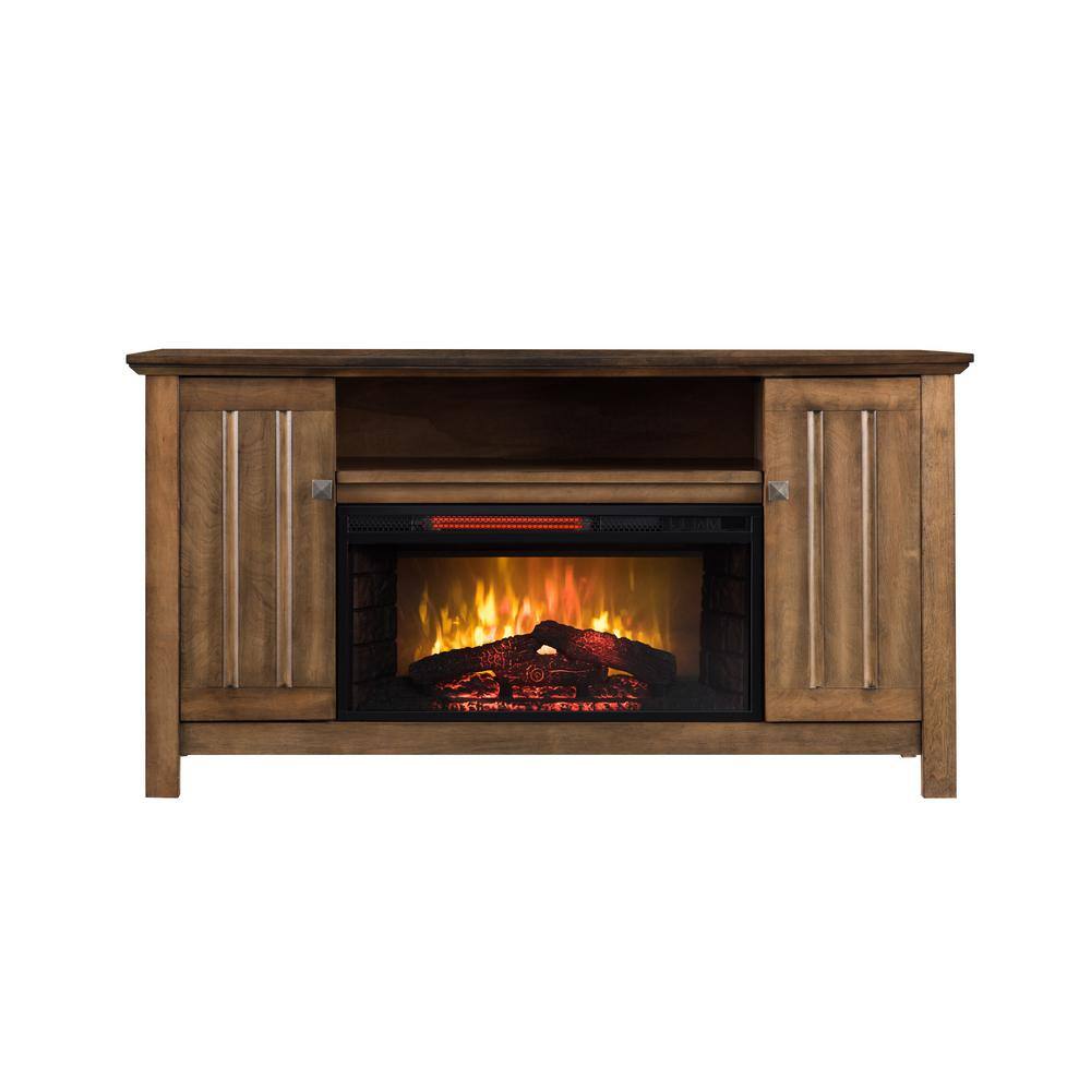 HEARTHPRO 55 in. Infrared Media Electric Fireplace in Driftwood Brown ...