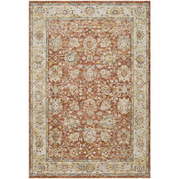 Mona Lisa Burgandy Traditional Border 6 ft. x 9 ft. Area Rug