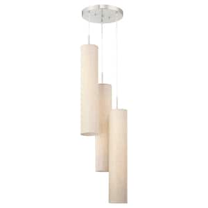 Jannon Collection 6-Light Brushed Nickel Indoor Cylindrical Pendant Light with Ecru Linen Shades
