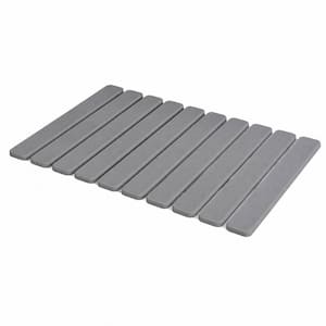 KHKFY Dark Gray Diatomaceous Earth Foldable Stone Bath Mat with Non-Slip Backing and Quick Dry Surface