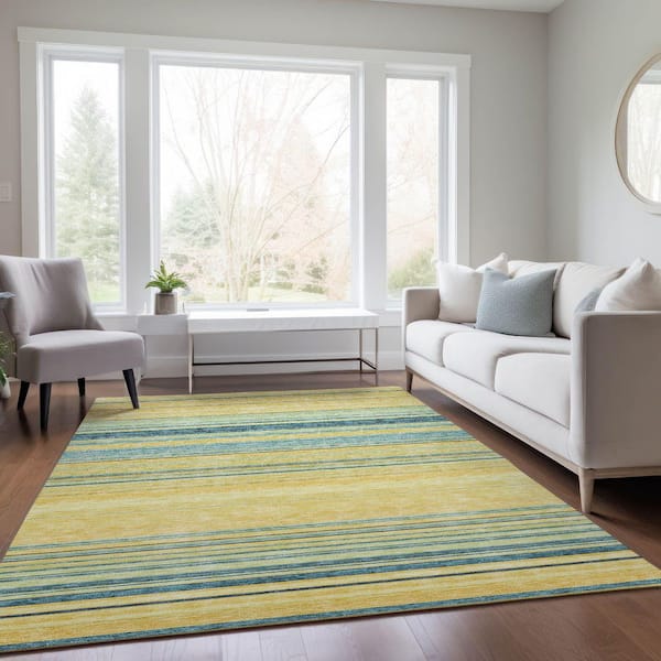 Chantille Machine Washable Indoor/Outdoor Abstract ACN979 Yellow 3 ft. x 5 ft. Area Rug