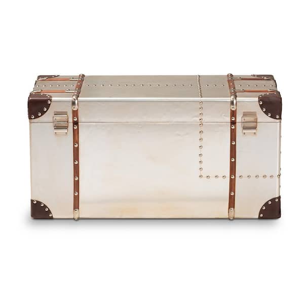 ヴィンテージ・エトロトランク「約１m 」 Baxton Studio Bechet Silver Storage Trunk 154-9188-HD - The Home Depot