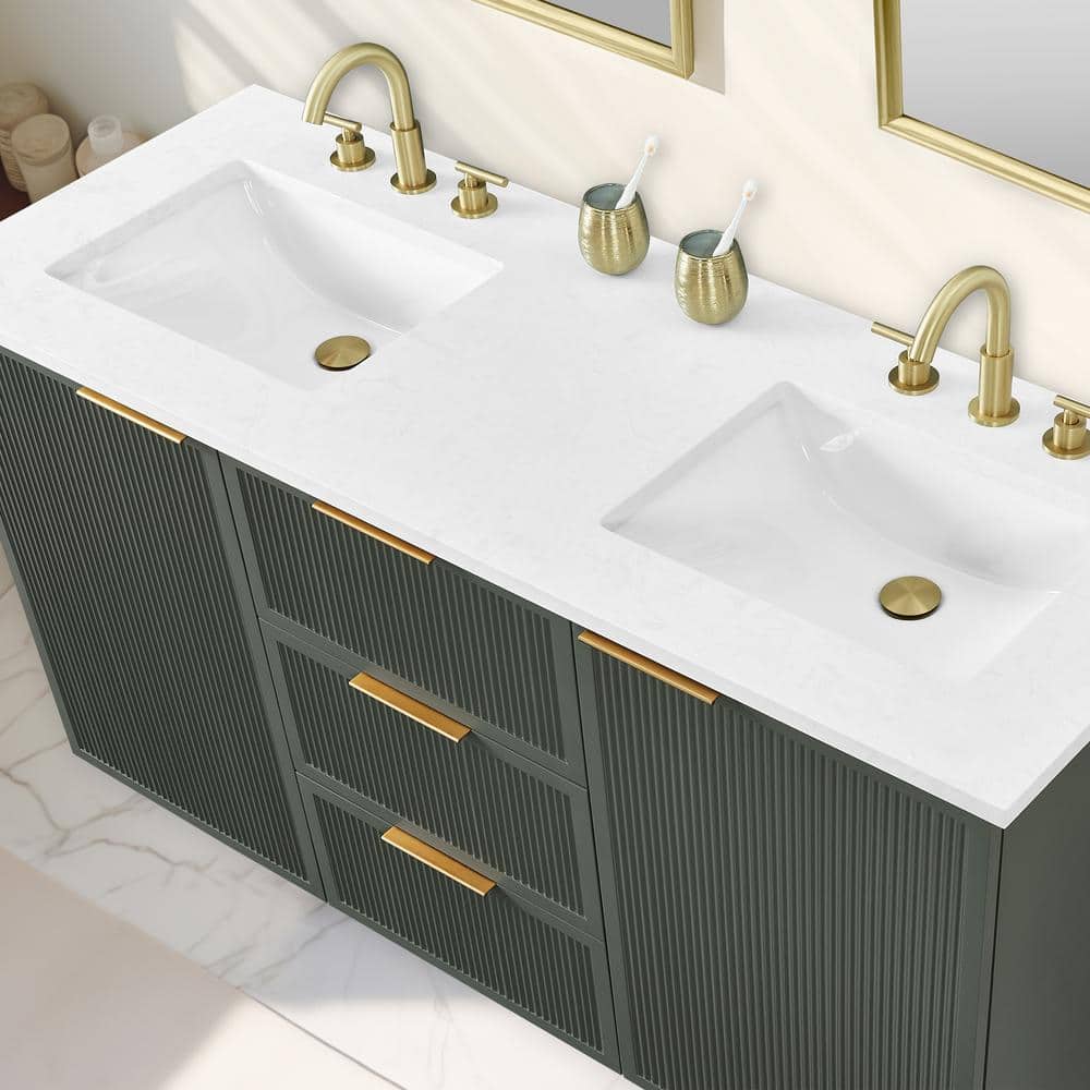 Addison 60" Vintage Green Double Sink Vanity with Ariston White Top
