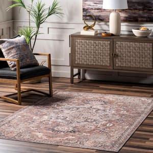 Aino Traditional Machine Washable Rust 3 ft. x 5 ft. Accent Rug