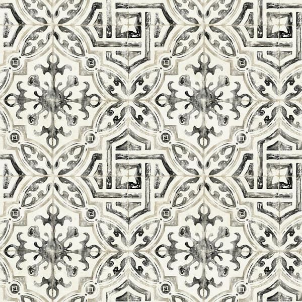 NuWallpaper Black Landondale Peel and Stick Wallpaper Sample