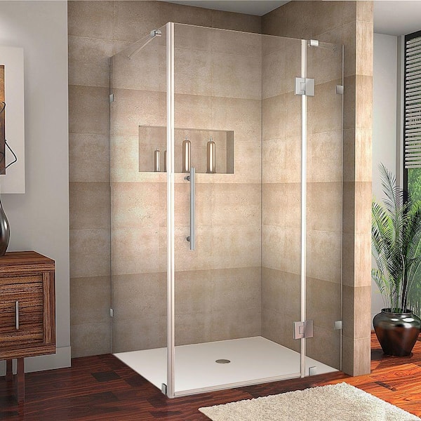 Aston Avalux 40 in. x 34 in. x 72 in. Completely Frameless Shower Enclosure in Chrome