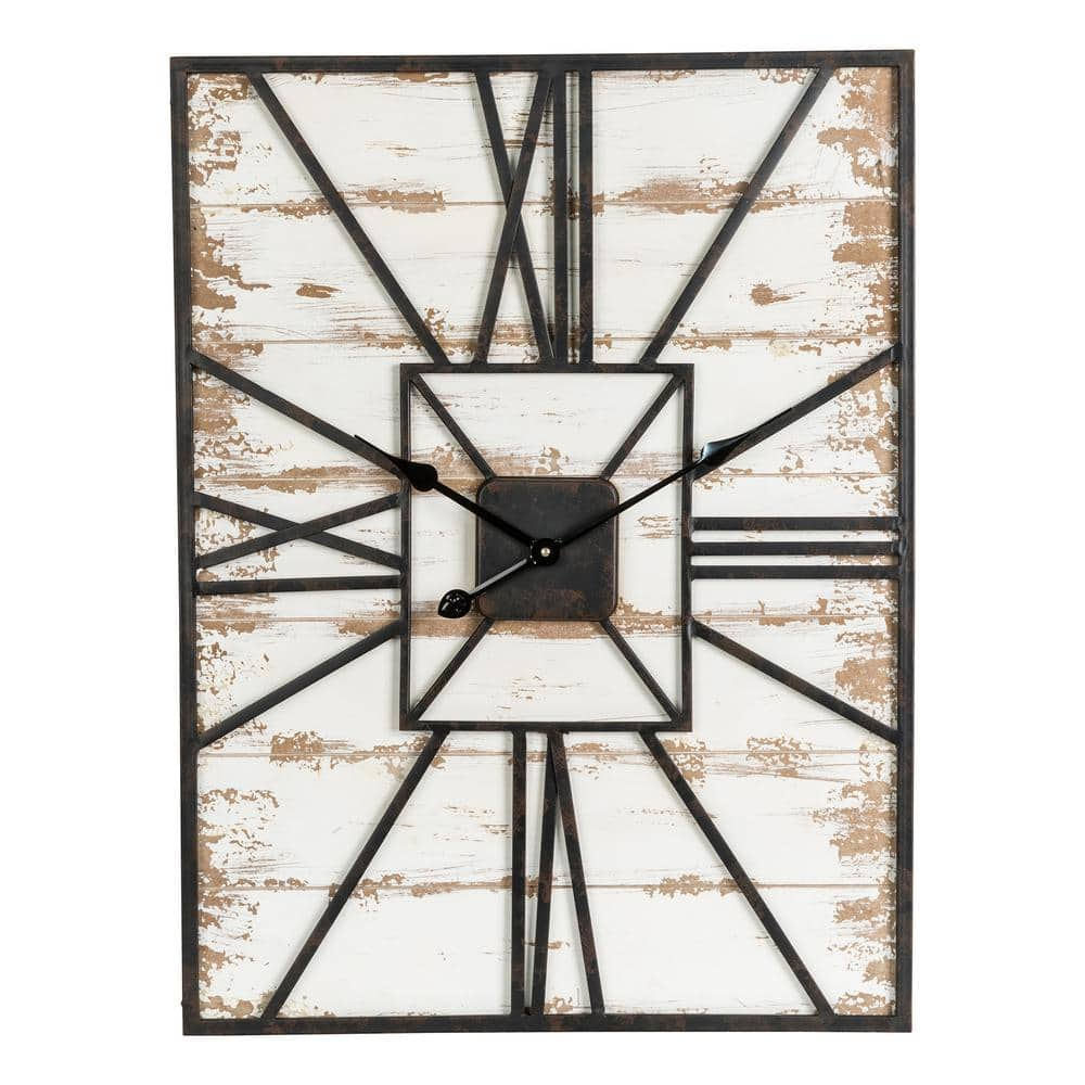 Glitzhome Oversized Farmhouse Wooden Wall Clock