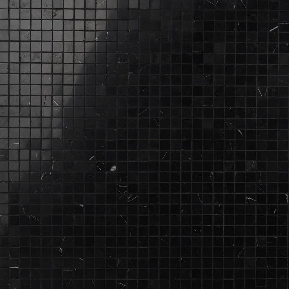Blackout Nero Marquina 4 in. x 0.39 in. Square Polished Marble Floor and Wall Mosaic Tile Sample price history on PriceWatchPro