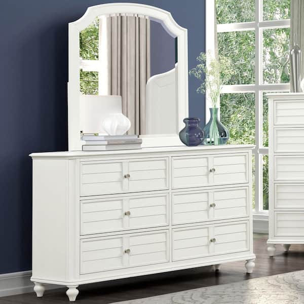 Saba Antique White 6-Drawer 64 in. Dresser