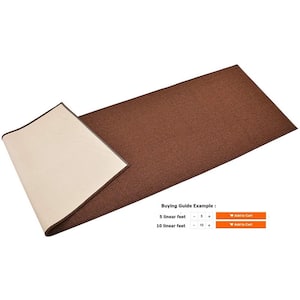 Rubber Collection Solid Brown 26 in. Width x Your Choice Length Custom Size Runner Rug