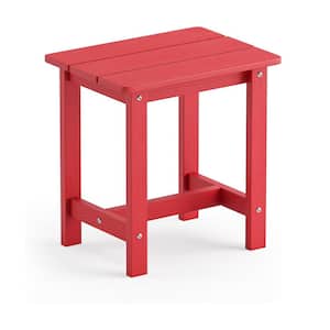 Red Rectangle Plastic 16.9 Outdoor Side Table with Extension