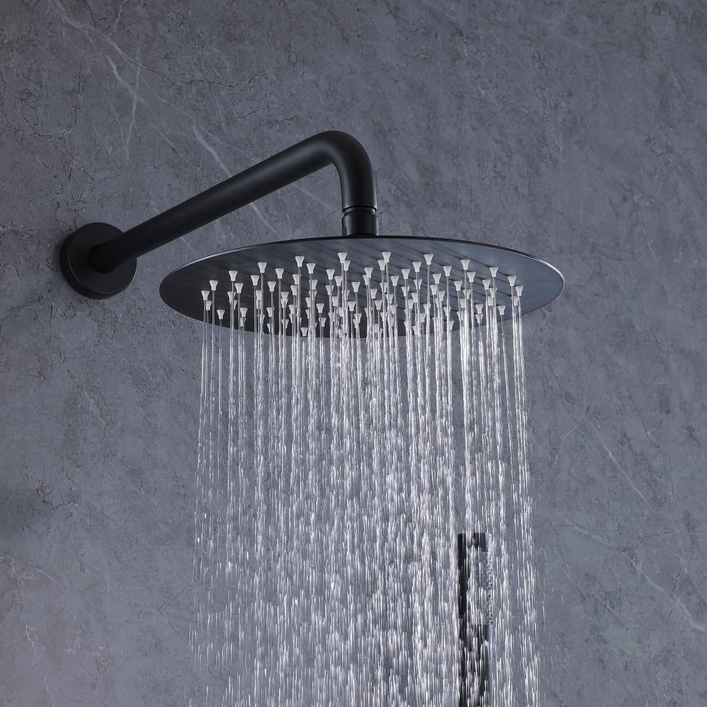Matte Black Stainless Steel Multi-Head Rain Shower Faucet Combo