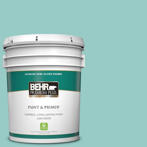 BEHR PREMIUM PLUS 5 gal. #500D-4 Jamaica Bay Semi-Gloss Enamel Low Odor Interior Paint & Primer