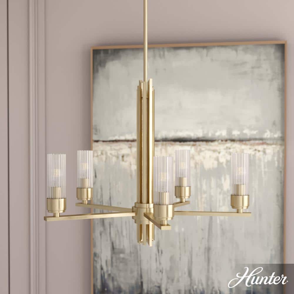 Gatz 5-Light Alturas Gold Candlestick Chandelier with Ribbed Glass Shades price history on PriceWatchPro