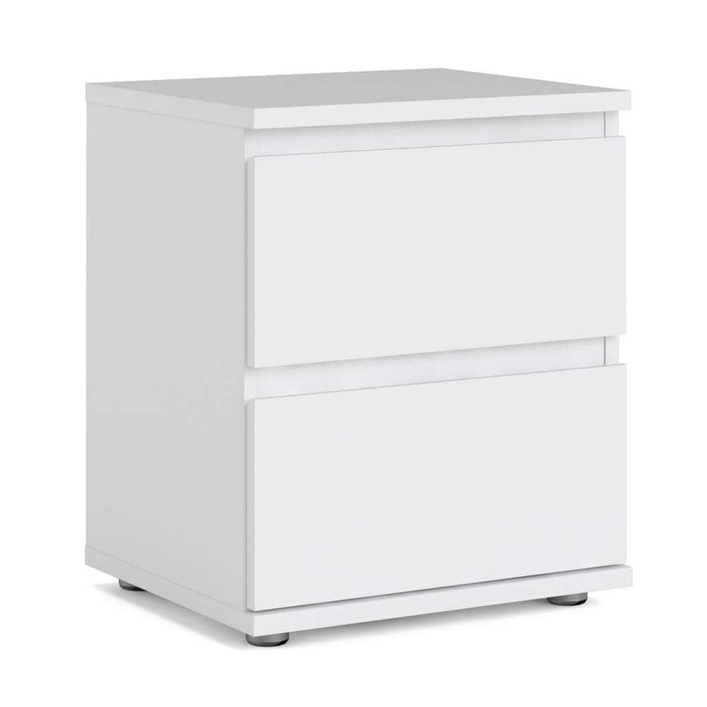 Aurora White 2-Drawer Engineered Wood Nightstand