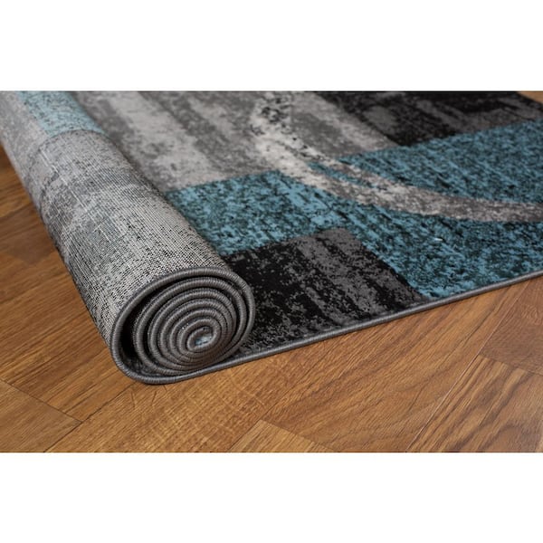 Contemporary Abstract Circle Blue/Gray 6 ft. 6 in. x 9 ft. Area Rug