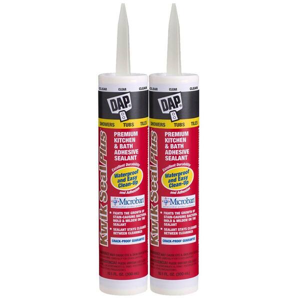 DAP Kwik Seal Plus 10.1 oz. Clear Premium Kitchen and Bath Adhesive Caulk (2-Pack)-DISCONTINUED