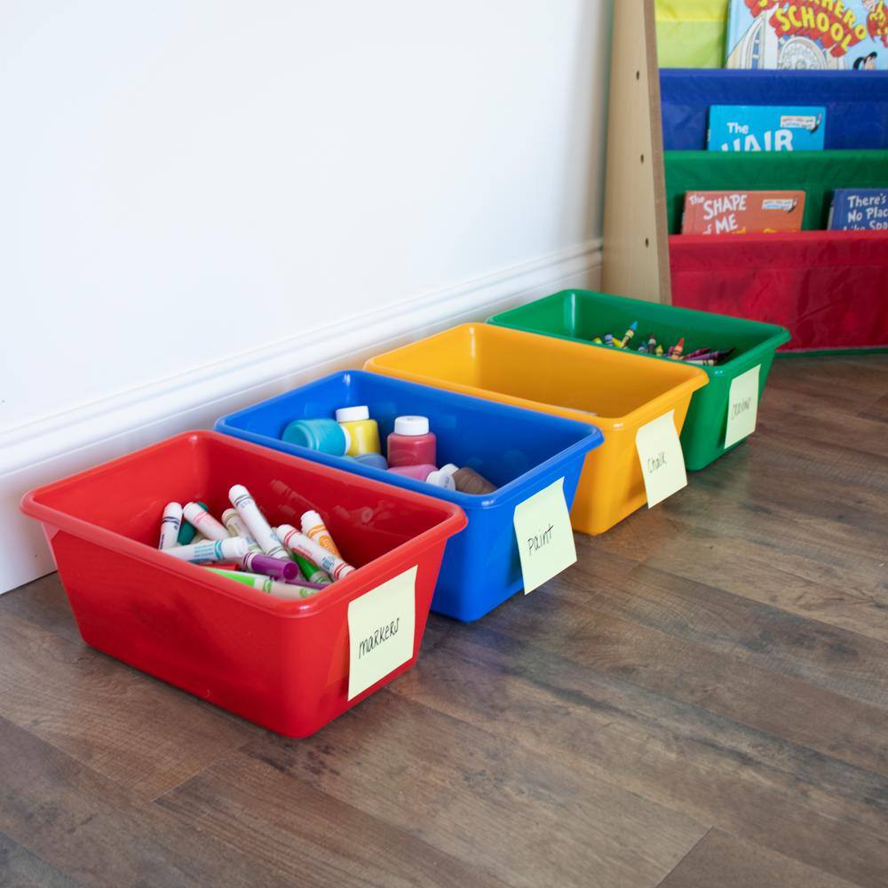 Small Primary Color Plastic Stackable Storage Bins, Set of 4