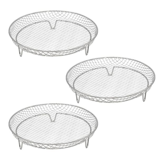 Stackable 304 Stainless Steel Air Fryer Grill Racks Enhanced Airflow Versatile Use Easy Clean 3-Piece