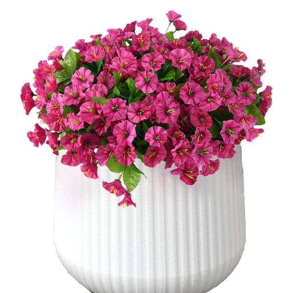 Afoxsos 12.00 in. 8 Bundles Artificial Flowers for Outdoor Spring Decoration, UV Resistant Faux Flowers