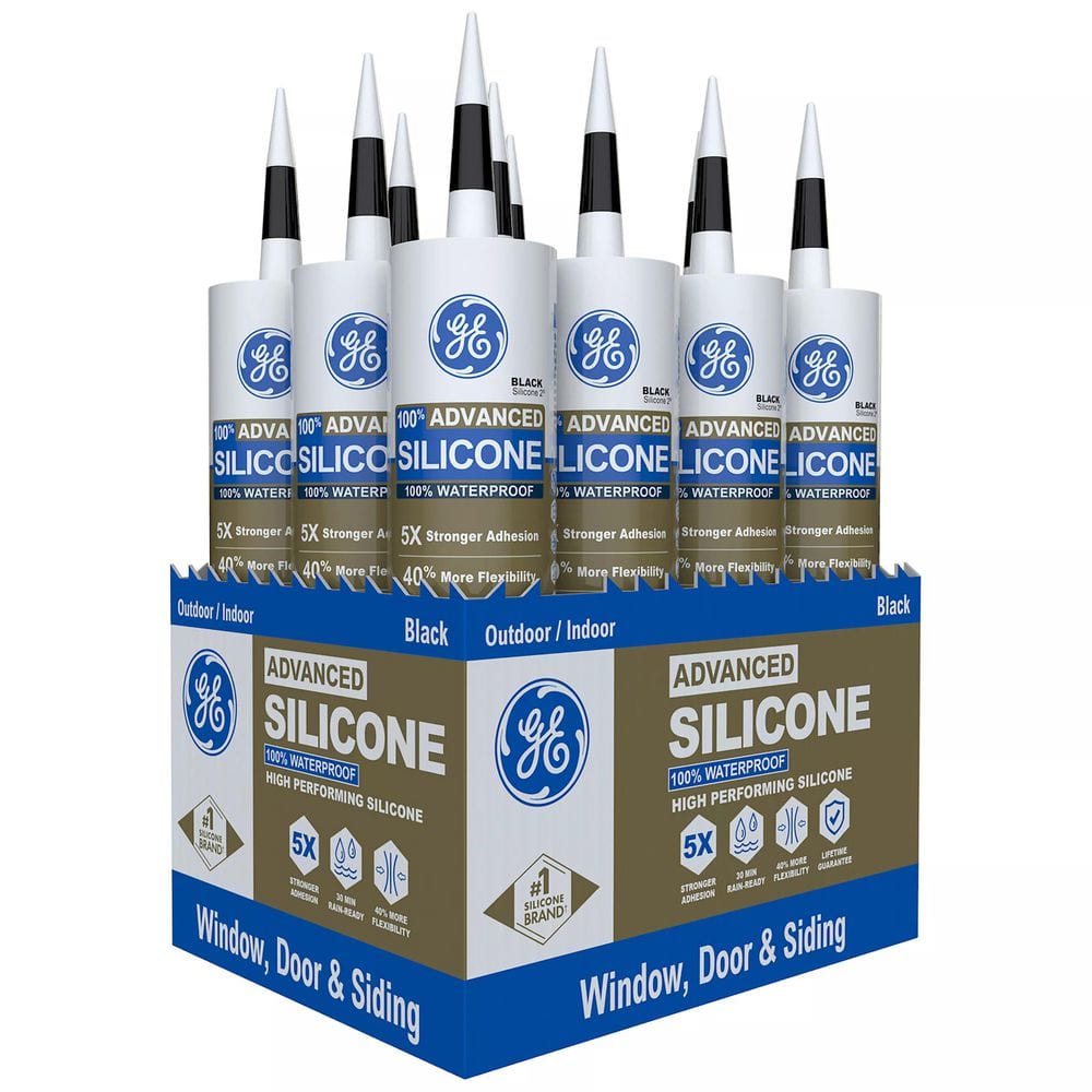 Advanced 10.1 oz. Black Exterior/Interior Silicone 2-Window and Door Sealan