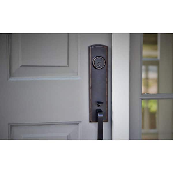 Italian Collection Briona Single Cylinder Edged Bronze Door Handleset with Canova Interior Right-Hand