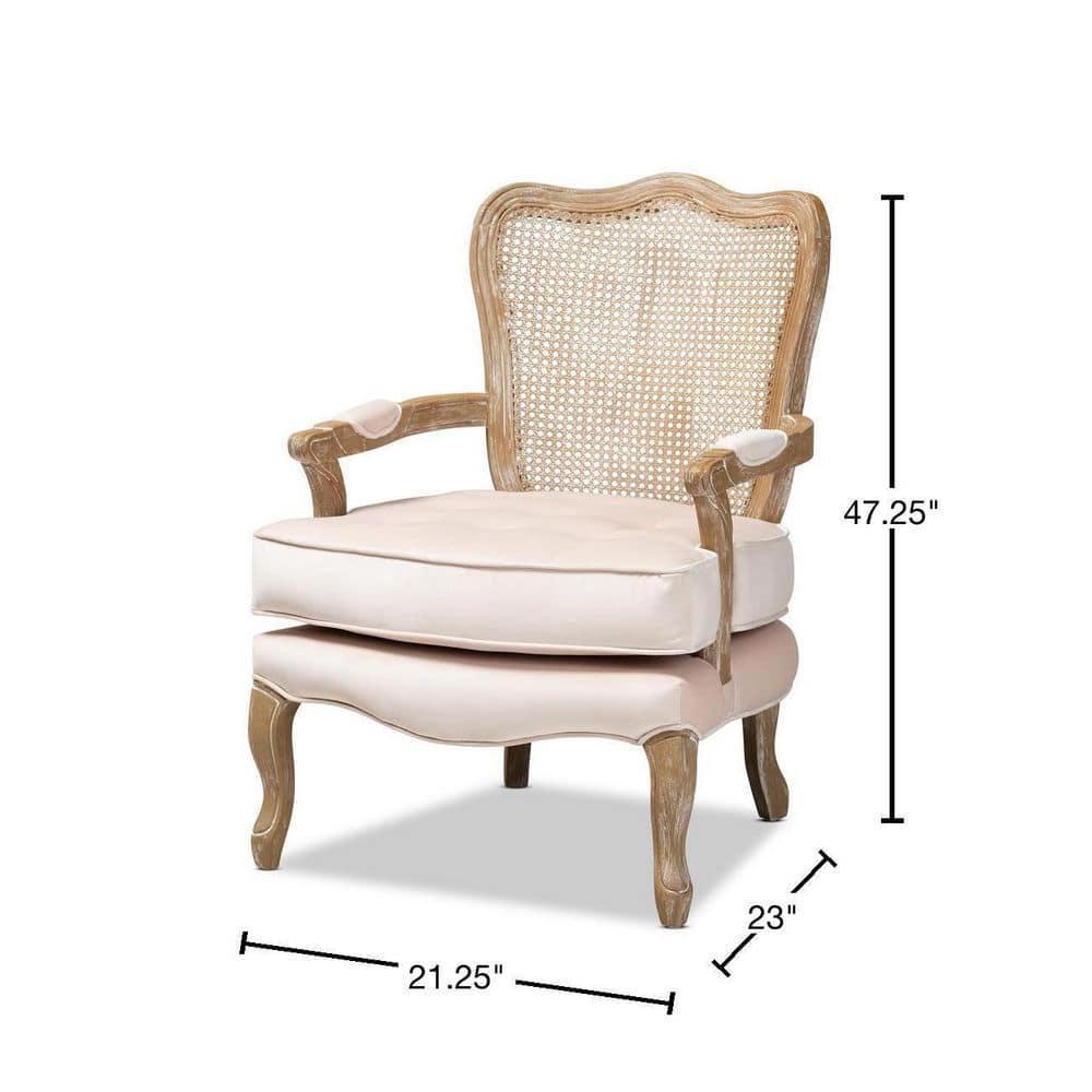 Vincent Tall Backrest Beige Linen & Birch Wood Accent Chair